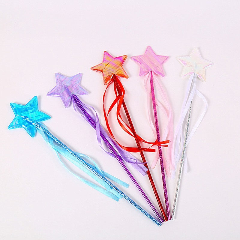 1Pc Fairy Wand Dreamlike Five Pointed Star Fairy Stick Plastic Princess Fairy Cane For Girls Angel Star Wand Halloween Roleplay