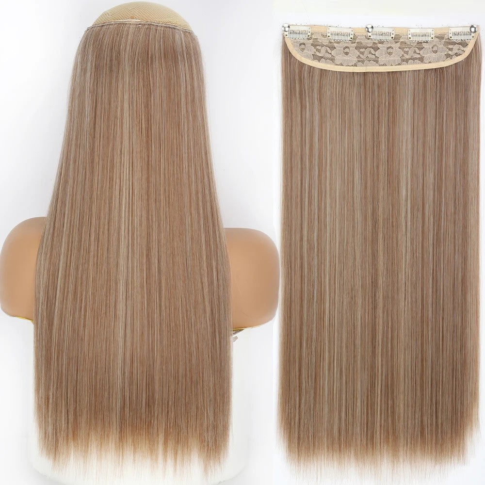 Long Straight Hairstyle 5 Clip Natural Hair Extension Synthetic Fiber Heat-Resistant Hairpiece 22"32" Black Brown Blonde