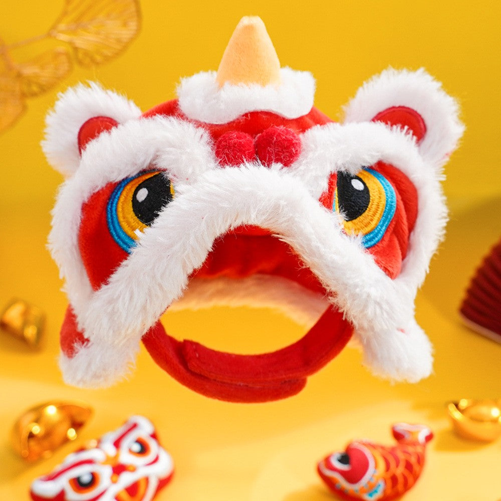 Pet New Year's Tiger Head HatAutumn and Winter Warm Dogs and Cats Funny Transform Headgear Headwear Supplies