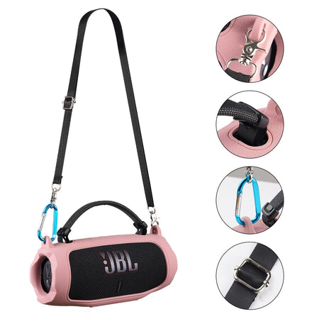 Portable Bluetooth Speaker Carry Silicone Case,Soft Protective Sleeve Cover with Shoulder Strap for JBL Charge 6 Speaker