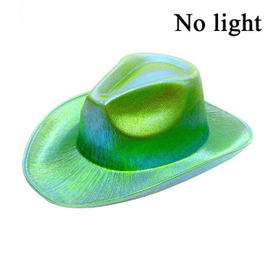 Wireless LED Western Cowboy Hat Light Up Cowboy Hat Disco Bride Pink Cowgirl Hat Concert NightClub Wedding Costumes Accessories