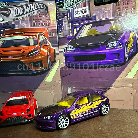 Hot Wheels Car Silver Series Compact Kings Set Fiesta Civic Subaru Miata Sentra 1/64 Scale Die-Cast Model Cars Christmas Gift