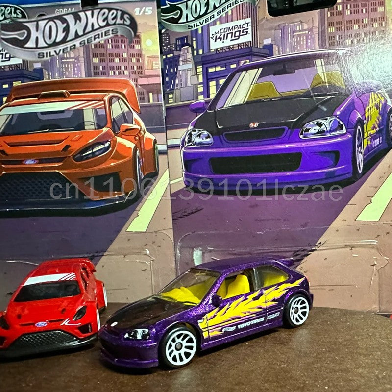 Hot Wheels Car Silver Series Compact Kings Set Fiesta Civic Subaru Miata Sentra 1/64 Scale Die-Cast Model Cars Christmas Gift