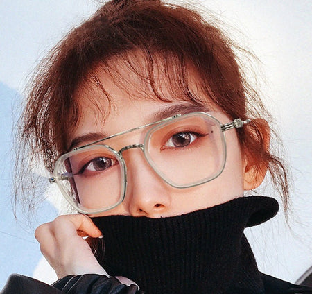 Oversized Myopia Glasses Matte Frame Double Beam Square Blue Light Blocking Men Women Computer Eyewear Diopter -0.5 to -6.0