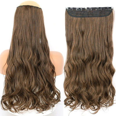 Long Straight Hairstyle 5 Clip Natural Hair Extension Synthetic Fiber Heat-Resistant Hairpiece 22"32" Black Brown Blonde