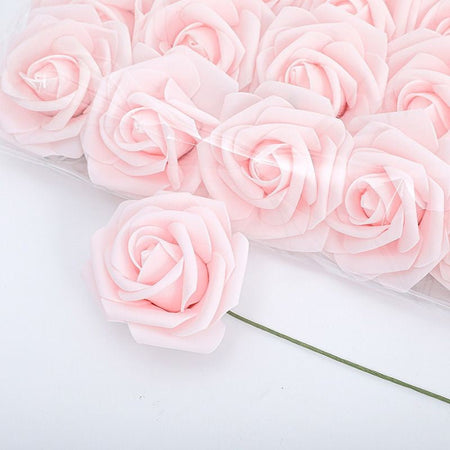 5-100pcs Fake Rose Flower Green Leaves for Valentine's Day Wedding Birthday Party Artificial Roses Heads with Stems Supplies