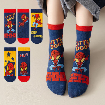 5Pairs Sanrio Cinnamoroll Kuromi Kawaii Spring and Autumn Cartoon Middle Tube Socks For Girls Boy Children Mid-calf Cotton Socks