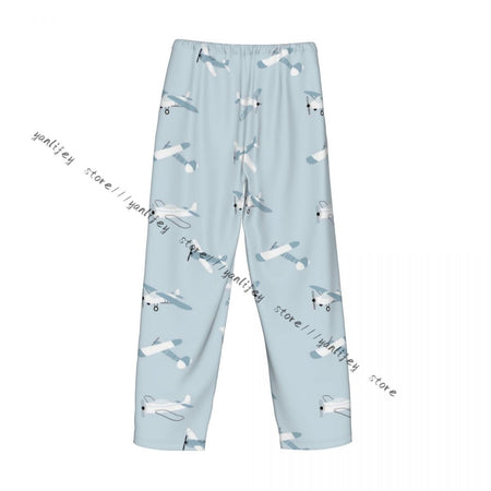 Men's Sleepwear Loose Sleep Pants Pajamas Cute Airplanes Long Lounge Bottoms Casual Homewear