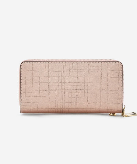 FOXER Split Leather Lady's Wallet Bifold Long Clutch Bag with Wristlet Fashion Card Holder Coin Purse Cellphone Money Bag