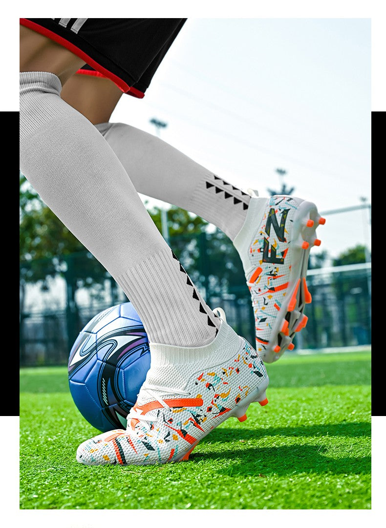 LiXingMing Football Boots Men White Professional High-Tops Soccer Society Cleats Football Shoes Non-Slip Match Training Sneaker