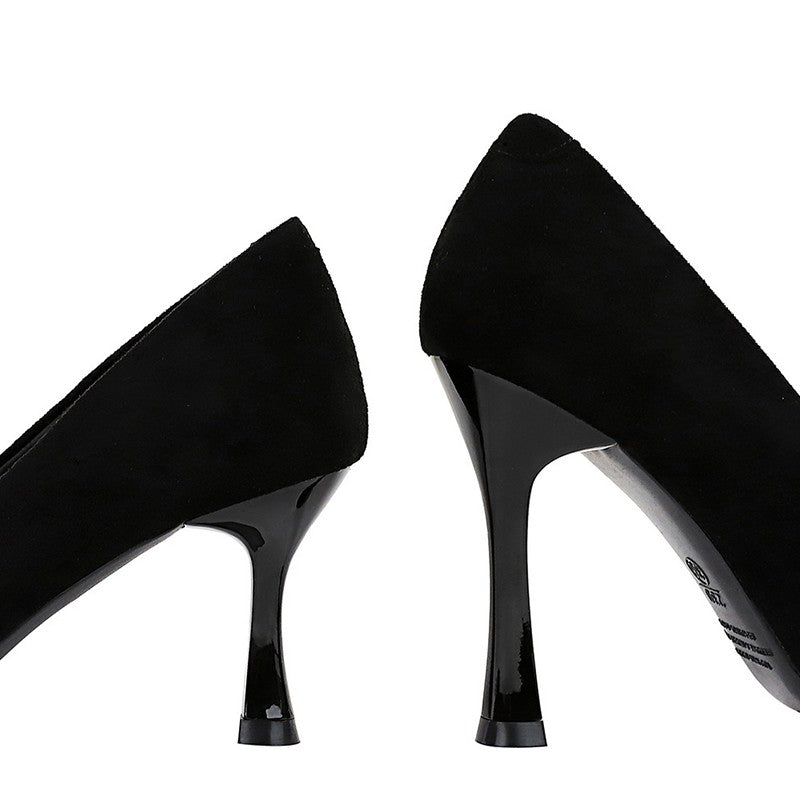 Autumn Simple Elegant 10cm 7cm High Heels Stiletto Womens Shoes Pointed Black Etiquette Professional Single Shoes Wedding Shoes