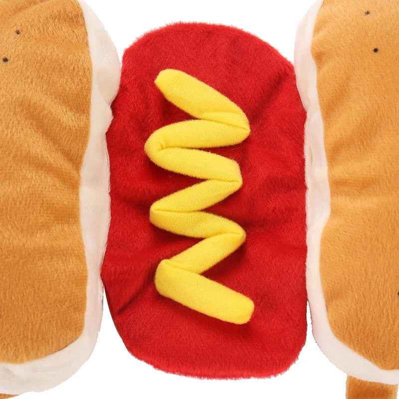 Funny Halloween Dog Costumes Hot Dog Shaped Dachshund Sausage Adjustable Clothes Pet Apparel Dressing Up Cat Party Costume Suit