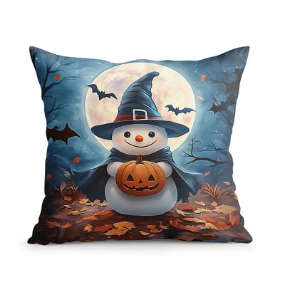 Halloween Ghost Pumpkin Print Cushion Cover Peach Skin Velvet Room Home Sofa Living Office Car Simplicity Pillow Cover 45x45CM