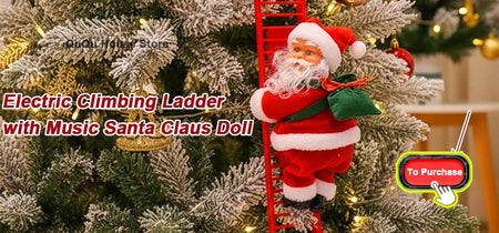 Electric Climbing Ladder Santa Claus Music Doll Christmas Ornament Decoration for Home Christmas Tree Hanging Decor NewYear Gift
