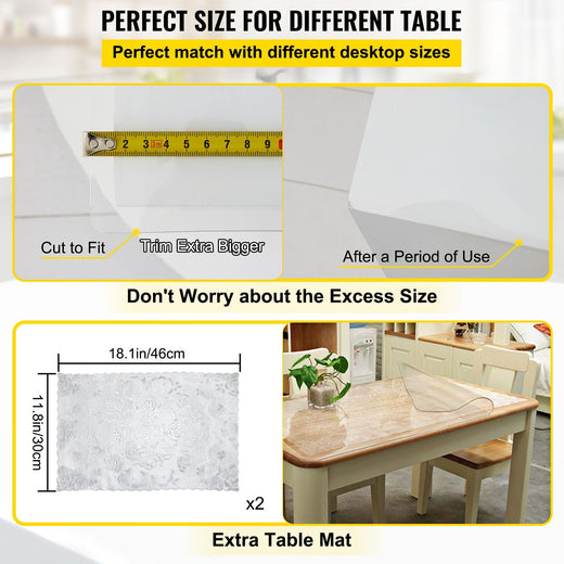 SucceBuy 1.5mm2mm PVC Table Cloth Transparent Clear Desk Cover Protector Plastic Soft Glass Waterproof Oilproof for Dining Table