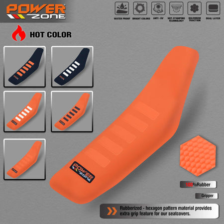 Powerzone Rib Ribbed Gripper Seat Cover in Waterproof Set Protection Antislip Upset Apply to For SXF EXC KXF CRF YZF WR TC TE