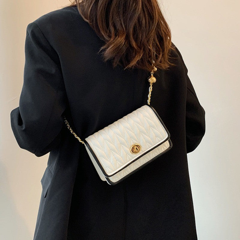 New Fashion Women's Shoulder Bag Simple Chain Texture Small Square Bag Light Luxury Party Crossbody Bag Purses and Handbags