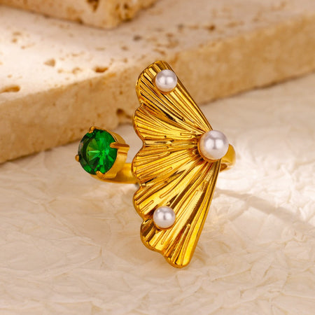 Luxury Stainless Steel Rings Gold Plated Colorful Stone Zircon Crystal Heart Ring For Women Wedding Boho Jewelry Christmas Gift