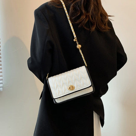 New Fashion Women's Shoulder Bag Simple Chain Texture Small Square Bag Light Luxury Party Crossbody Bag Purses and Handbags
