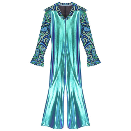 Men Bell Bottom Pants Jumpsuit Rompers Vintage 80s Disco Hippie Costume for Rock Jazz Dancewear Musical Theme Party Dress-up