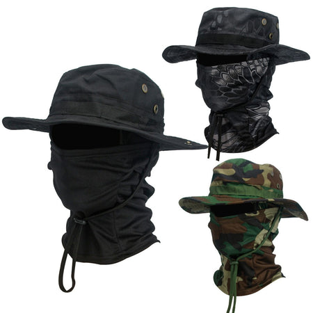 2Pcs/Set Wide-brimmed Hat Balaclava Mixed Set Men Sunscreen Boonie Cap Outdoors Hiking Camping Fishing Hat Sun Hat Fisherman Hat