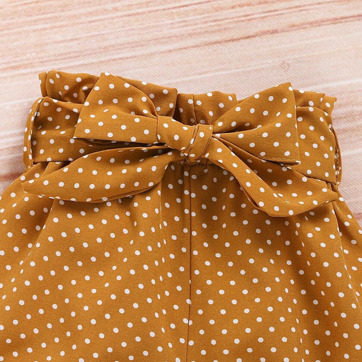 0-18 Month Newborn Baby Girls Clothes Romper Dot Pant with Elastic Waistband Infant Headband with Bow Knot 3PCS Cute Casual Set