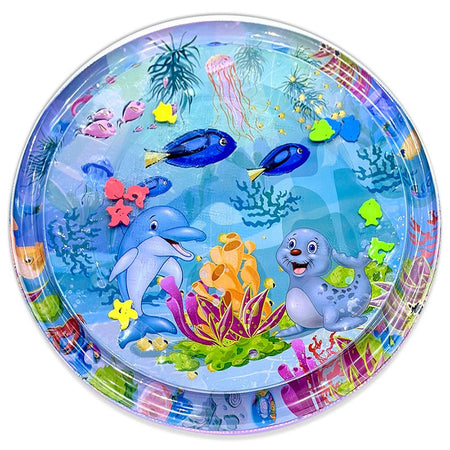 1pc 100cm/39.4inch PVC Baby Playing Water Mat Purple Round Seal Pattern Toddler Pad Kids Early Education Activity Toys Cushion