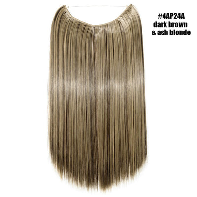 BENEHAIR Synthetic Invisible Wire No Clips In Hair Extensions Secret Fish Line Hairpieces Hair Extensions Fake Hair For Women