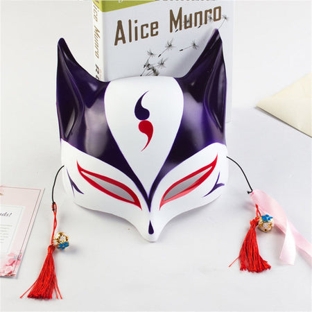 New Fashion Anime Fox Mask Hand-Painted Half Face Cat Mask With Tassels Bell Halloween Masquerade Party Festival Cosplay Gift