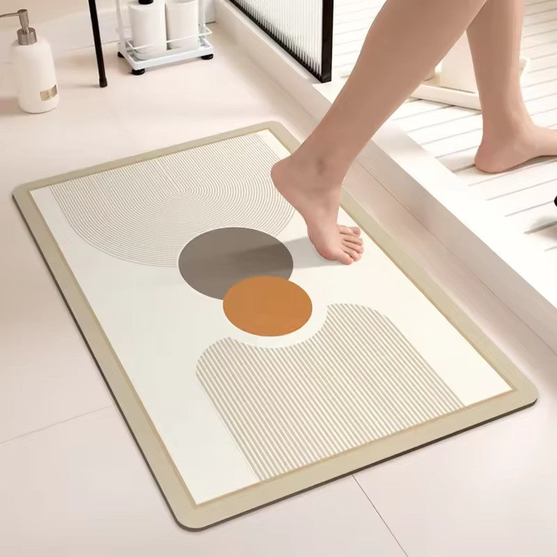 Anti-slip Rubber Door Water Absorbent Modern Rug Set Diatomite Bath Mats for Home Kitchen Bathroom Novelty Pattern Carpet
