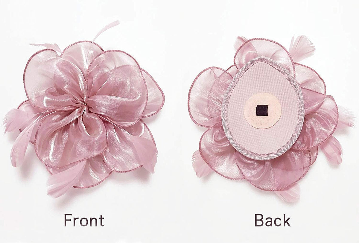 New Women's Organza Fascinators Feather Flower Kentucky Derby Hat Headdress Pillbox Hat for Wedding Tea Party Headwewar Clips