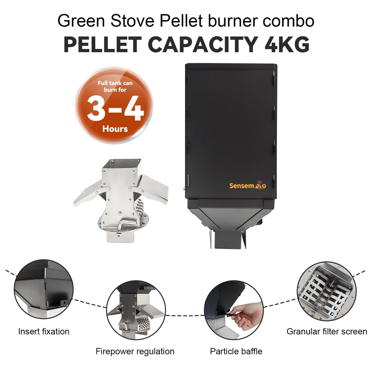 Hot Tent Wood Burning Stove Folding Stainless Steel 5-Section Chimney Outdoor Camping Wood Heater with Cooking Wing Panels