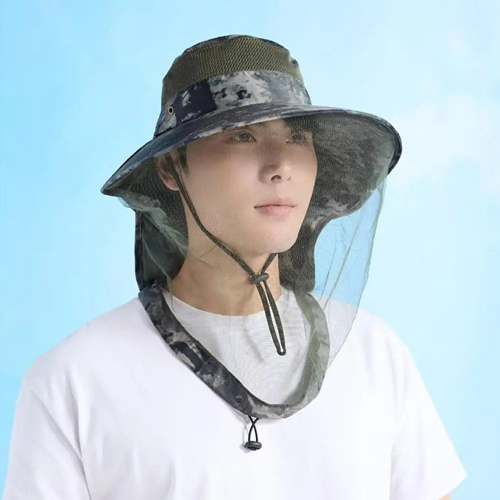 Outdoor Head Face Mask Hat Net Cover Anti-mosquito Cover Mosquito Net Cap Travel Breathable Head Mesh Covers Fishing Caps
