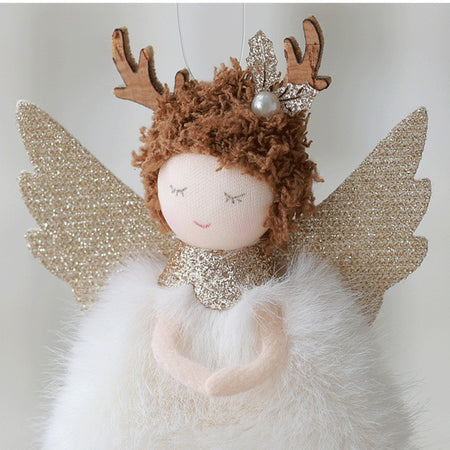 2Pcs New Christmas Cute Plush Angel Doll Pendant Lovely Boys Girls Xmas Tree Hanging Decoration Merry Christmas Party Ornaments