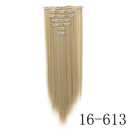 LANSA 7Clips Long Straight Synthetic Clip On Hair Extensions Cheveux Clip Naturel High Temperature Fiber Black Brown Hairpiece