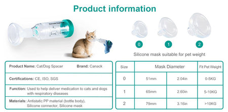 Cat Aerosol Chamber Pet Dog Portable Inhaler Spacer With Breathing Indicator Silicone Mask For Veterinary Equipment Vet Clinic