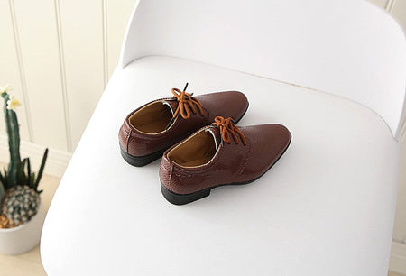 Iawesome Boys Leather Shoes Kids Flats Lace-up Children's Wedding Shoes For Toddlers Boy Big Boys Fashion For Performance