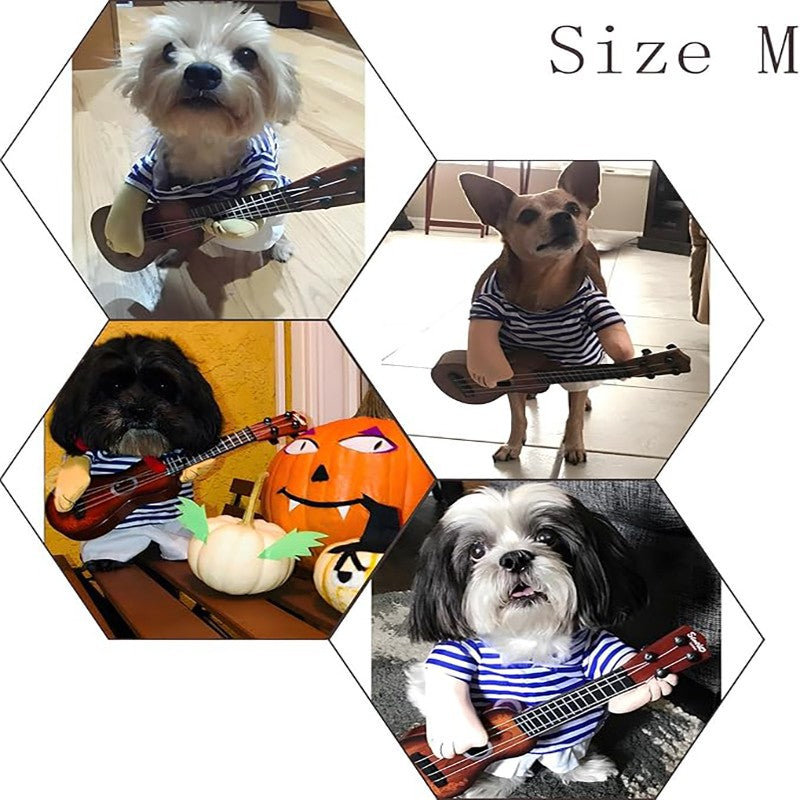 Pet Guitar Costume Dog Costumes Cat Halloween Christmas Explosive Head Guitarist Cosplay Party Funny Outfit Clothes