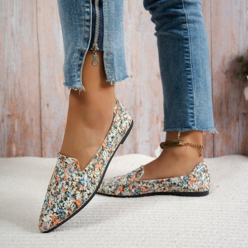 Loafers Women's Flats Leopard Floral Print Pointed Toe Casual Women Shoes New Comfortable Walking Mujer Zapatos Footwear