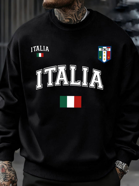 Italia Italian Flag Design Men Sweatshirt Creative Fleece Streetwear Fashion Clothes Autumn Hip Hop Pullovers Casual Tops