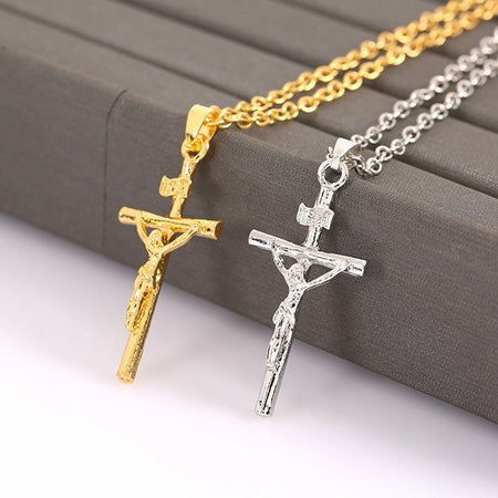 Fashion Gold Color Choker Jewelry Gift INRI Cross Necklaces & Pendants Women Men Gifts