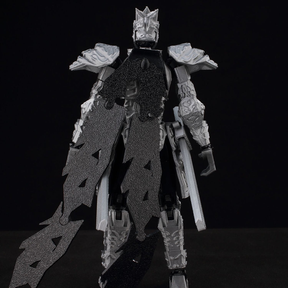 ?9L3D Lucky13 Silver Armor Knight Action Figure Dummy13 with TripleWeapon T13 Multi-Jointed 3D Printed Collectible Toy Titan13?