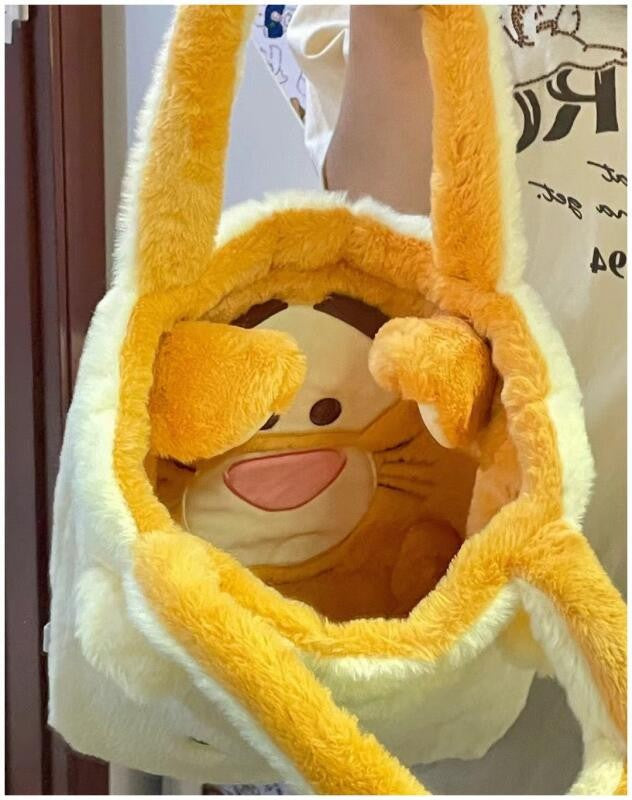 Disney Winnie Bear Turn Into Tigger Plush Handbag Cartoon Reversible Lotso Change To Alien Plush Doll Bag Xmas Women Girls Gift