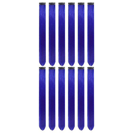 Clip in Hair Extensions Colored Party Highlights 22 inches 6pcs/pack Multi-colors Straight Hair Synthetic Hairpieces Royal Blue