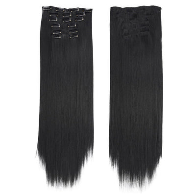 16 Clips in Hair Extensions 24Inchs Long Straight Hairstyle Synthetic Blonde Black Hairpieces Heat Resistant Fake Hair 6Pcs/Set
