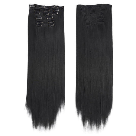 16 Clips in Hair Extensions 24Inchs Long Straight Hairstyle Synthetic Blonde Black Hairpieces Heat Resistant Fake Hair 6Pcs/Set