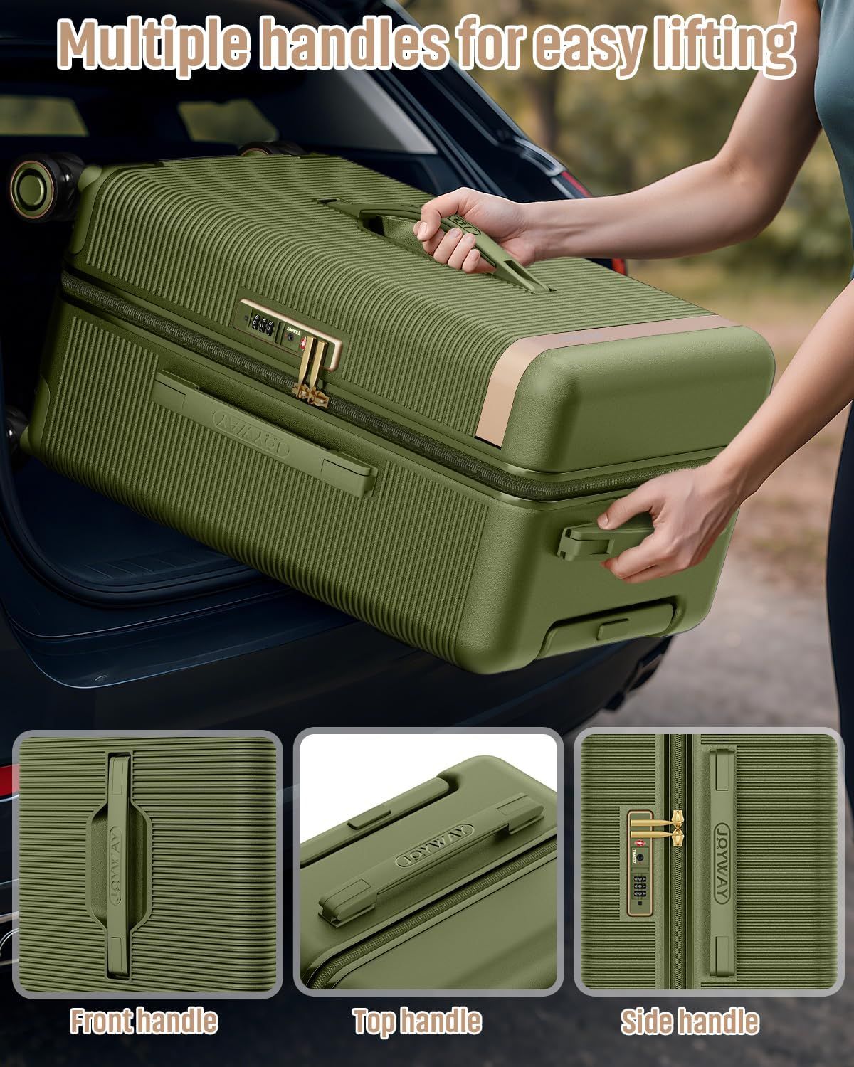 Joyway 22 inch Lightweight, Thin and Durable Short-trip Luggage Suitcase with Cup Holder, TSA Lock, Spinner Wheels