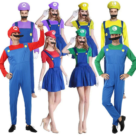 Luigi Super Brother Maris Game Cosplay Costume Funny Super Bros Adult Jumpsuit Anime Men's Halloween Dress