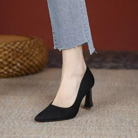 New In Black Special Head Spiral Pattern Fashion Women's Shoes Pointed Fine Heel Wedding High Heels Banquet Nightclub with Shoes