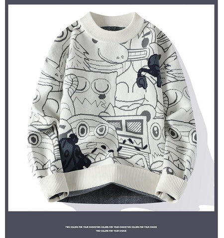 Autumn and Winter High School Students' Trendy Versatile Thick Bottom Sweater Knitted with Velvet Warm Fashion Men's Sweater